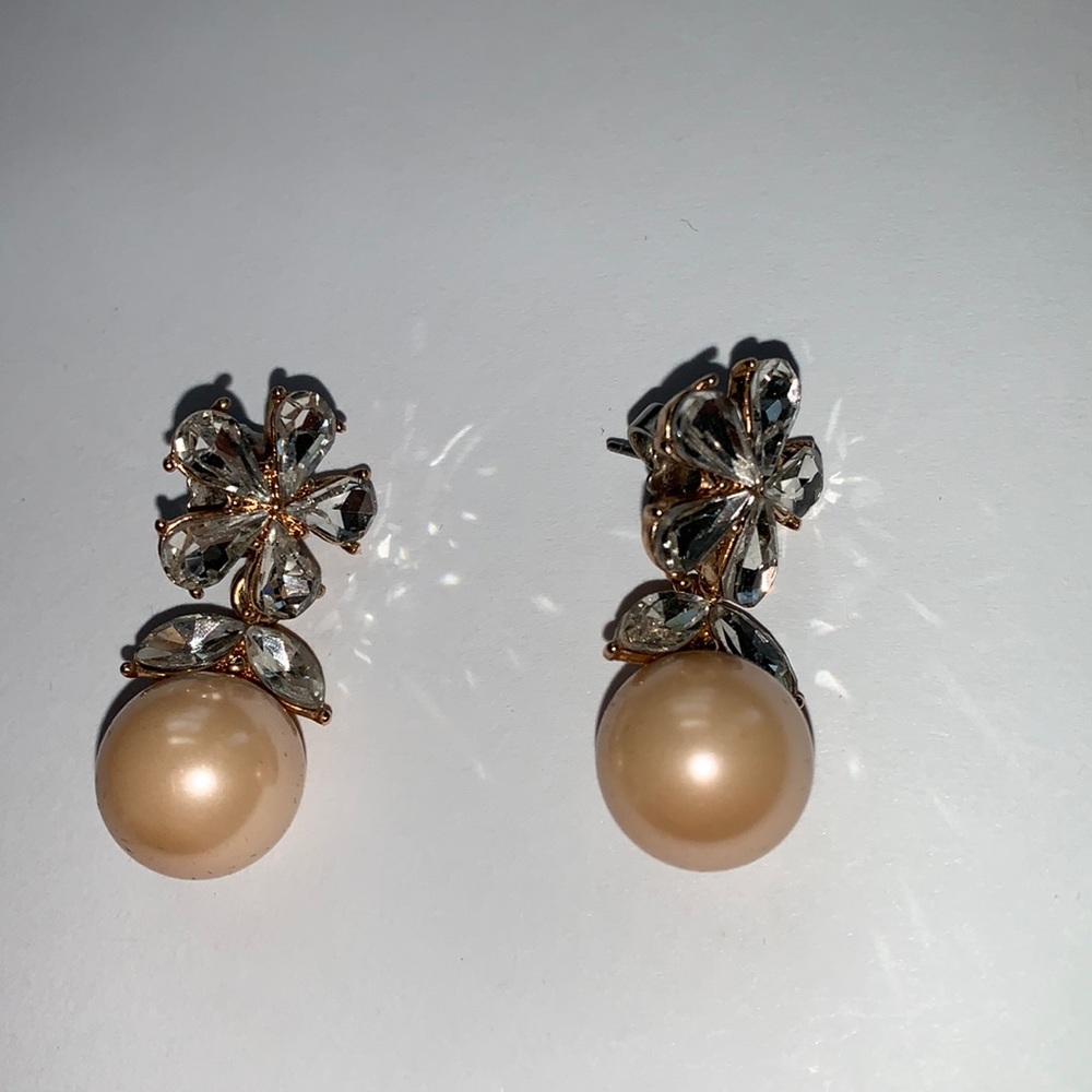 Boston Proper rinestone pearl earrings